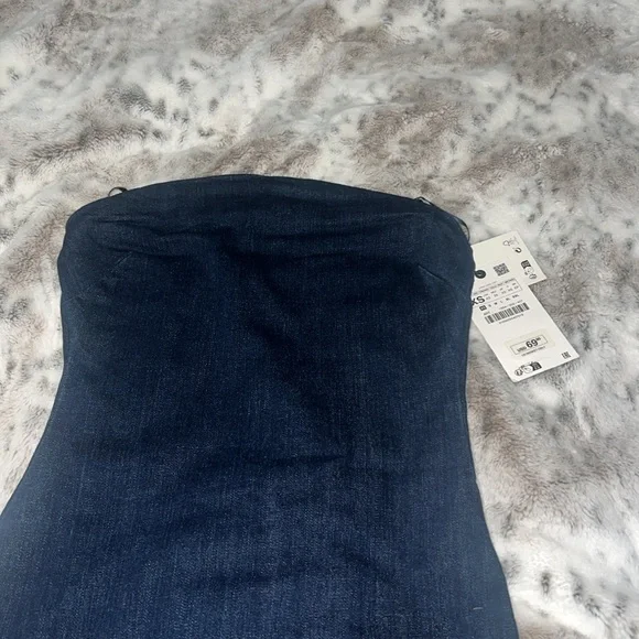 Zara ZW Strapless Denim Dress size XS - Picture 5 of 5